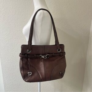 Brighton Brown Leather Shoulder Bag with Silver Accents